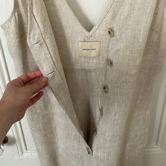 Paloma Wool Alana Linen Button front Jumpsuit EU sz 40 (8 US) *beige, not blue* - Picture 9 of 9